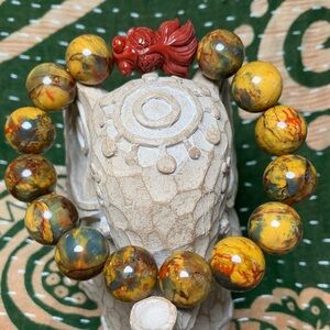 Golden Pietresite 13mm with Red Alashan Koi Fish